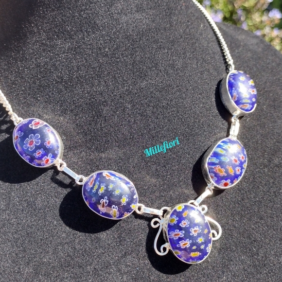 Spring and summer Millefiori (not Murano) silver necklace 18"… - Picture 10 of 17